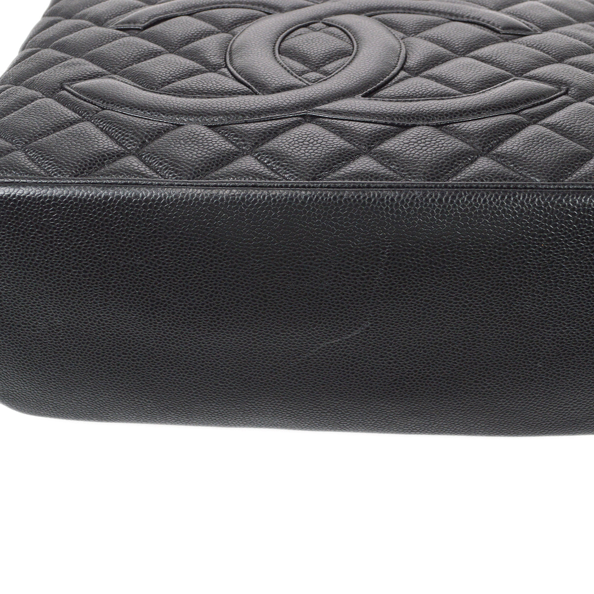 Chanel Medallion Quilted Tote Handbag Black Caviar