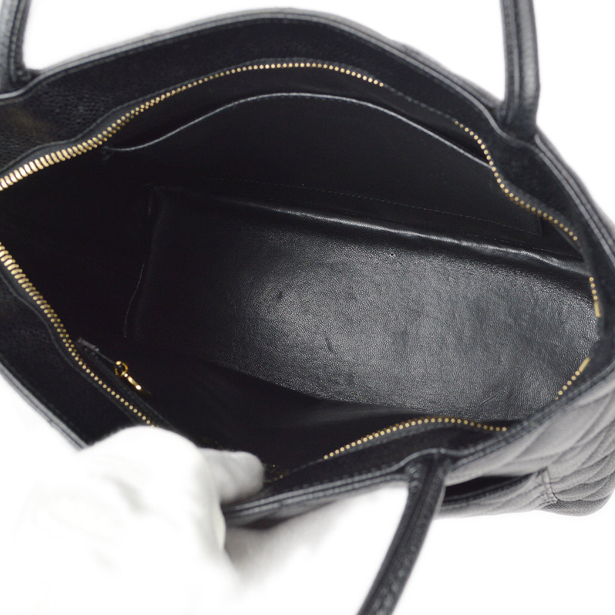 Chanel Medallion Quilted Tote Handbag Black Caviar