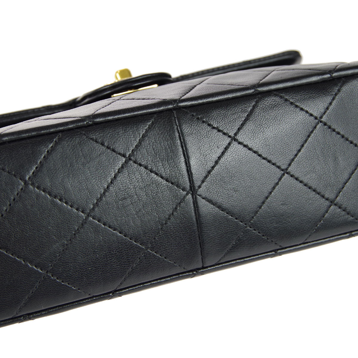 CHANEL Classic Flap Square Chain Shoulder Bag Black Lambskin 67730