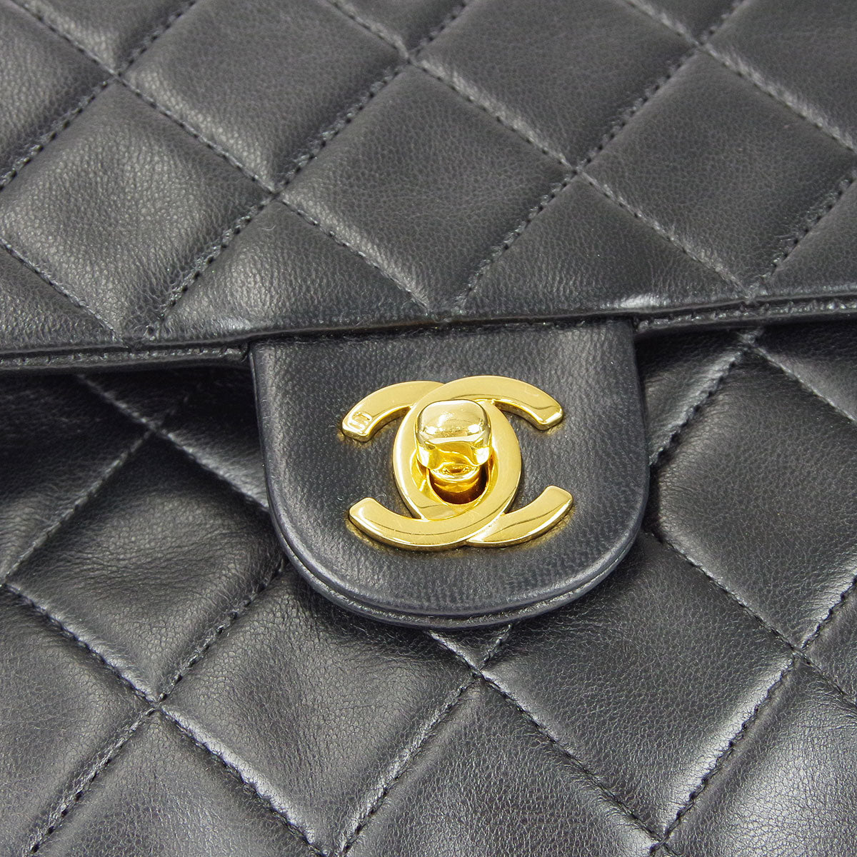 CHANEL Classic Flap Square Chain Shoulder Bag Black Lambskin 67730