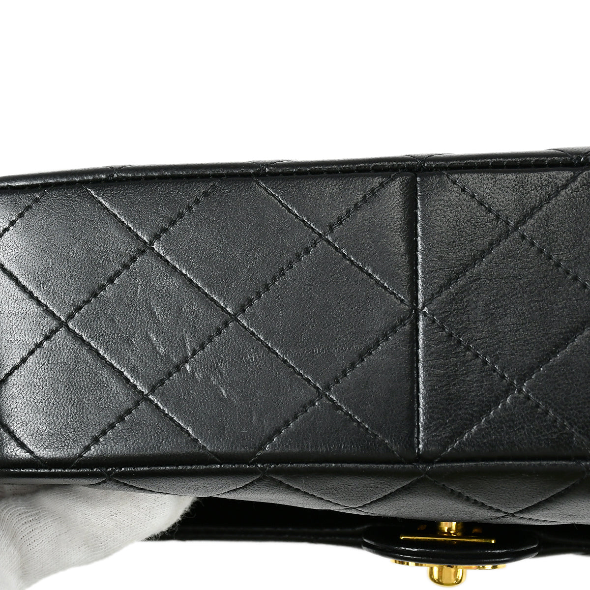 Chanel 1991-1994 Black Lambskin Classic Square Flap Bag 20