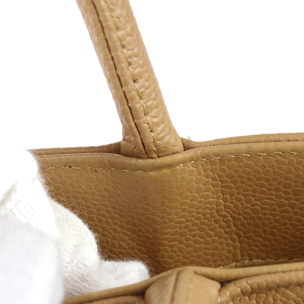 Chanel Medallion Tote Handbag Beige Caviar