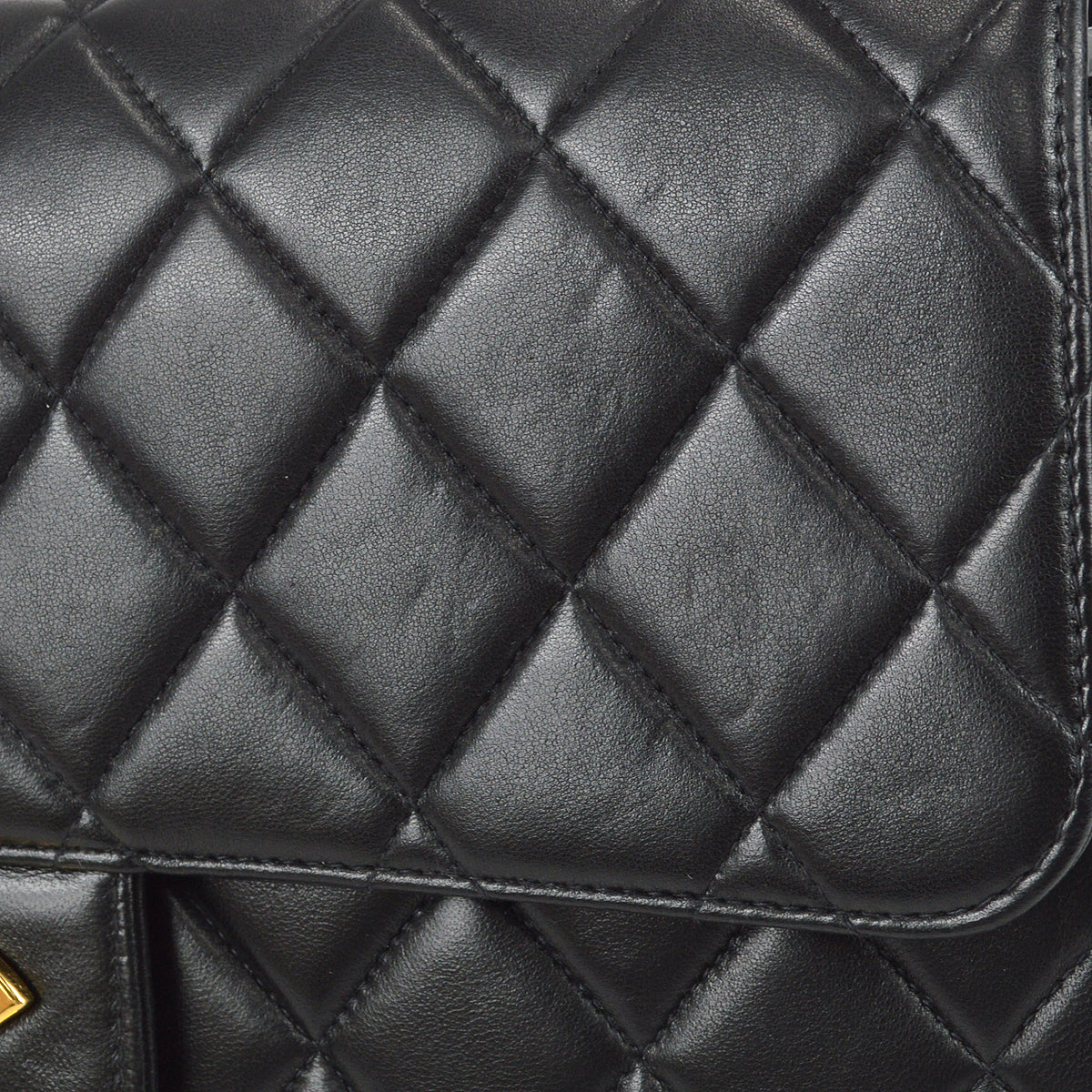 Chanel 1996-1997 Black Lambskin Jumbo Classic Flap Bag