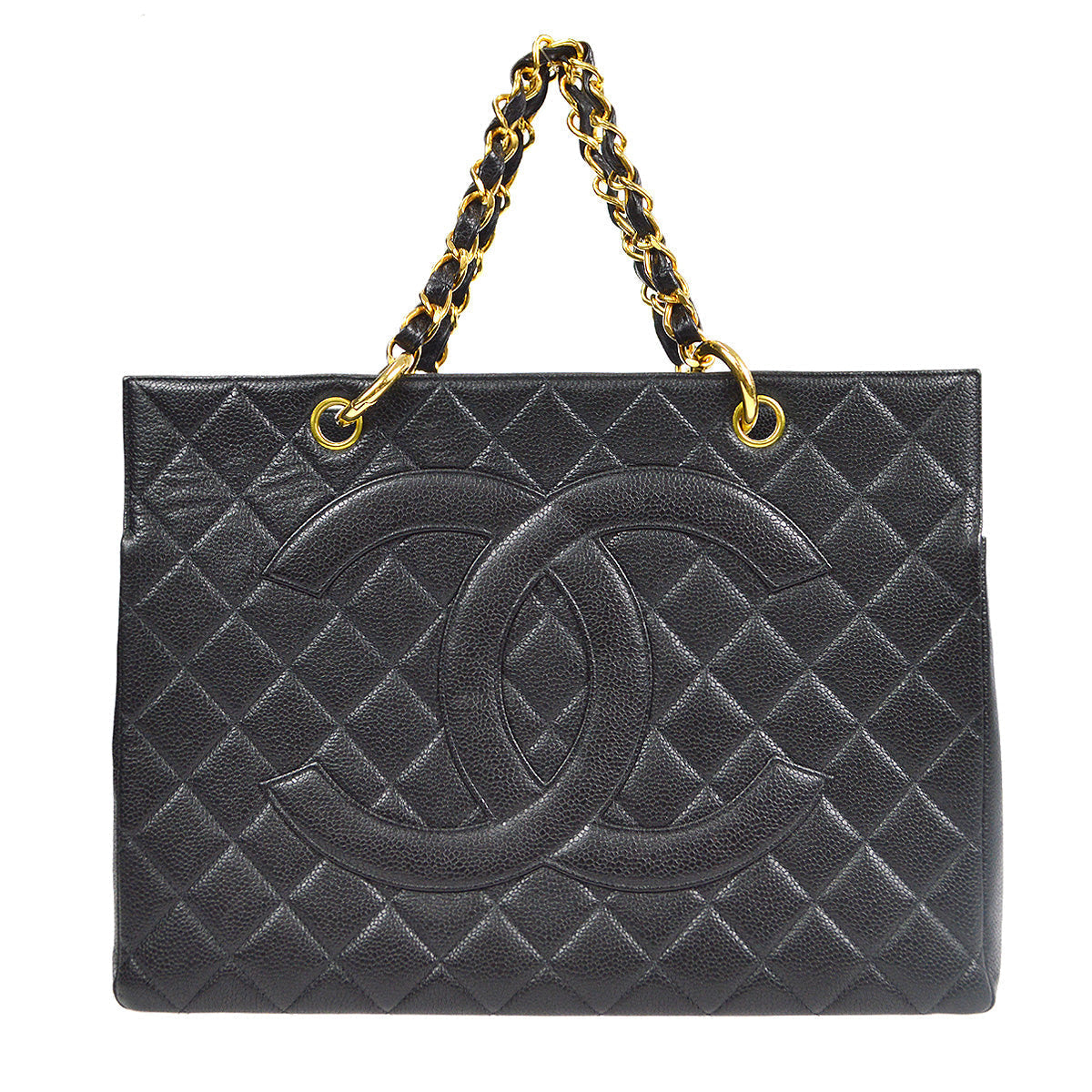 Chanel Chain Tote Handbag Black Caviar