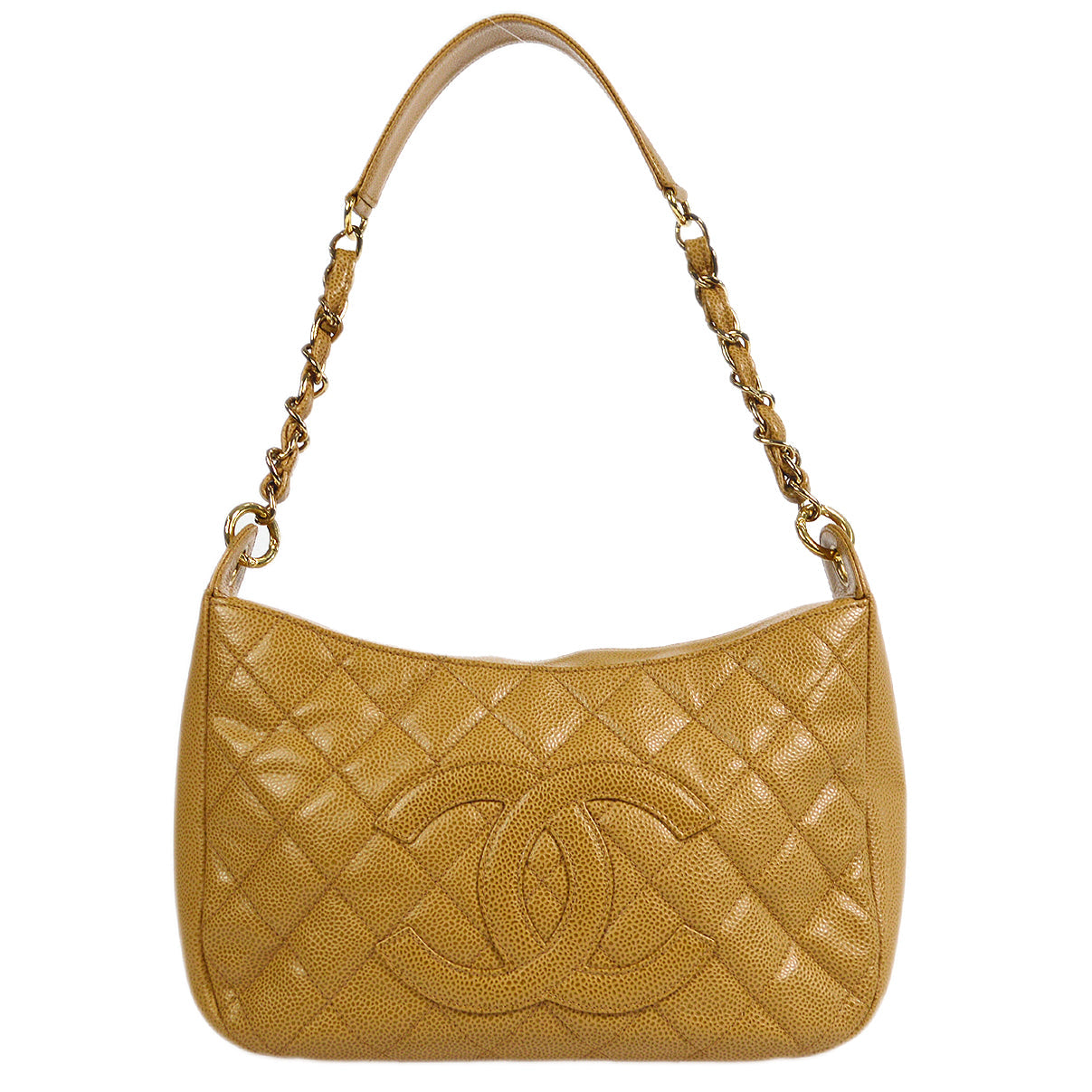 Chanel 2003-2004 Hobo Bag Beige Caviar