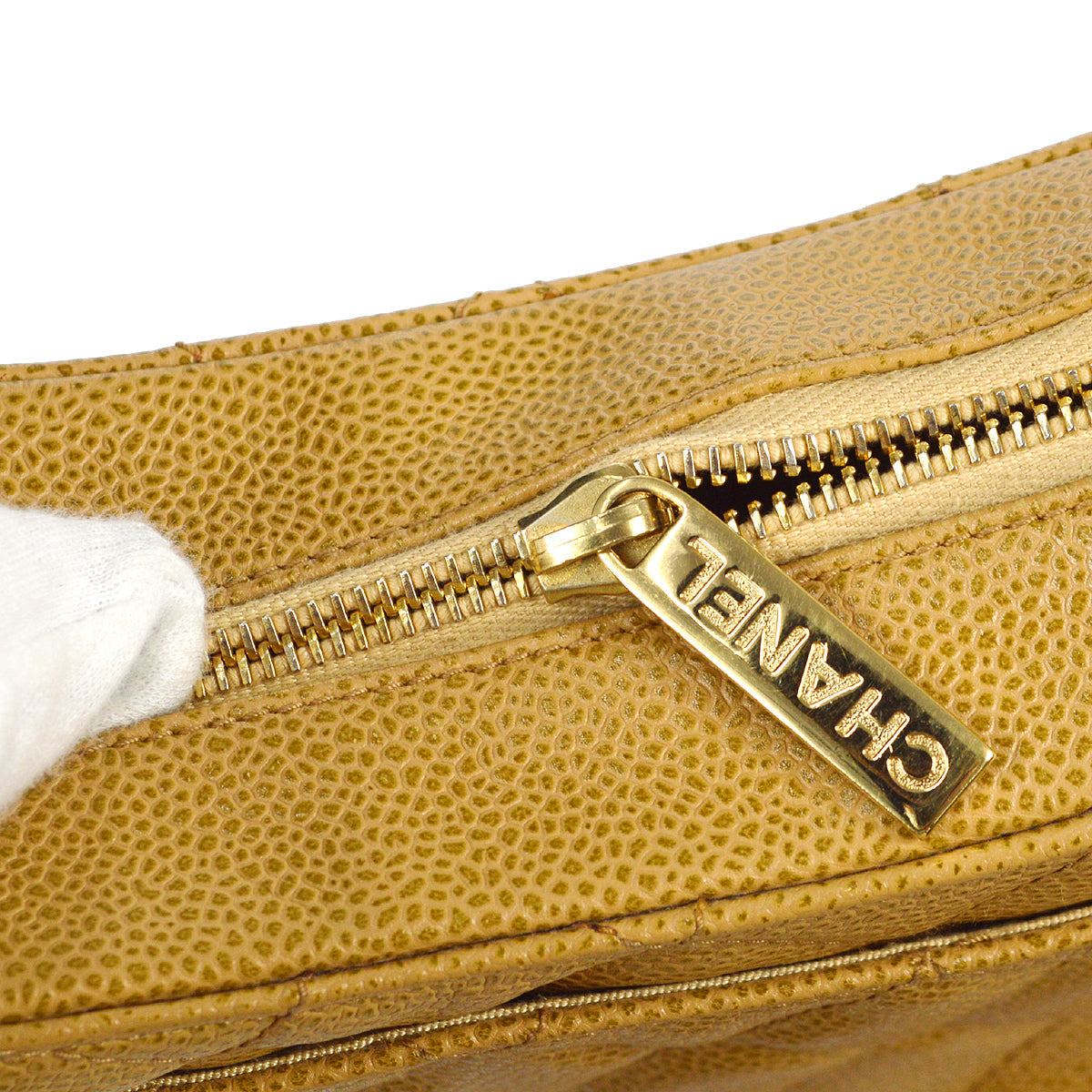 Chanel 2003-2004 Hobo Bag Beige Caviar