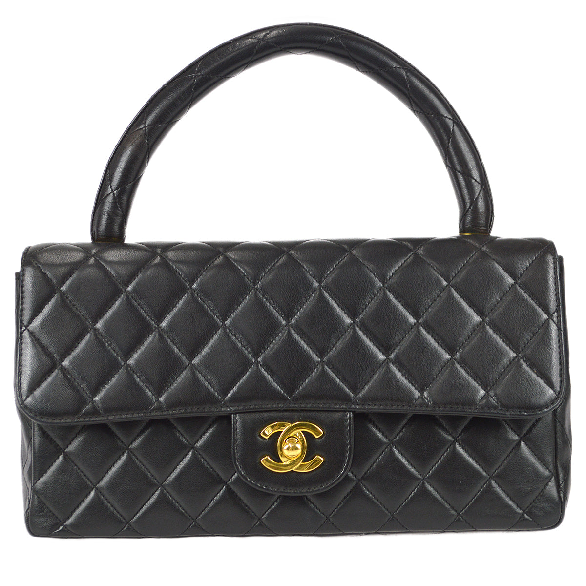 Chanel 1994-1996  Classic Single Flap Medium Handbag Black Lambskin