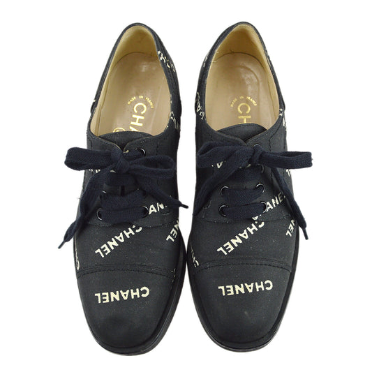 Chanel * Black Canvas Oxford Shoes #37