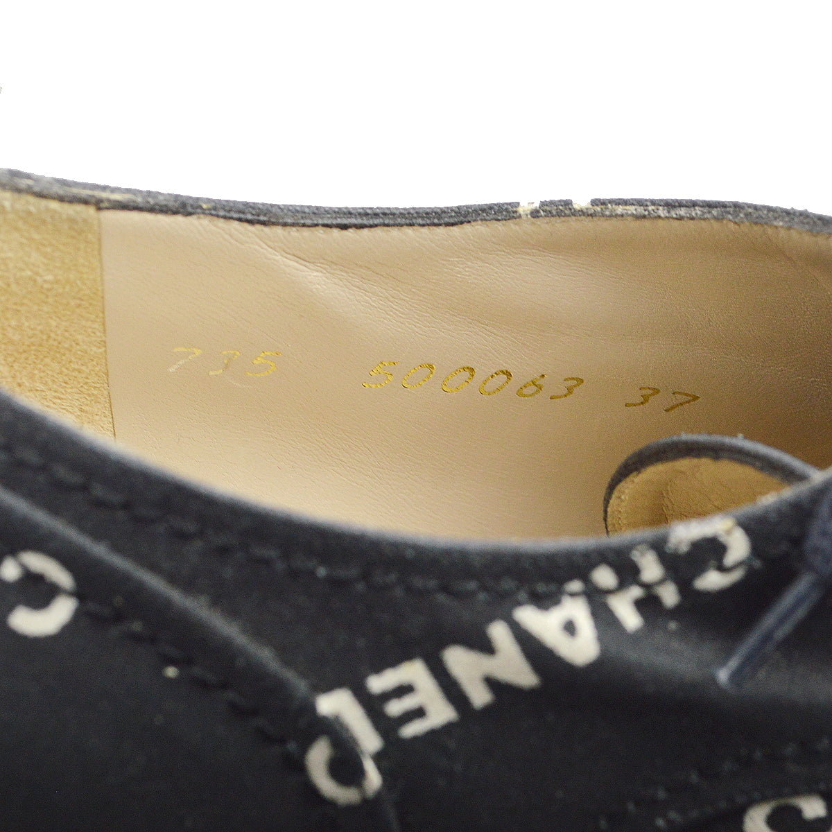 Chanel * Black Canvas Oxford Shoes #37