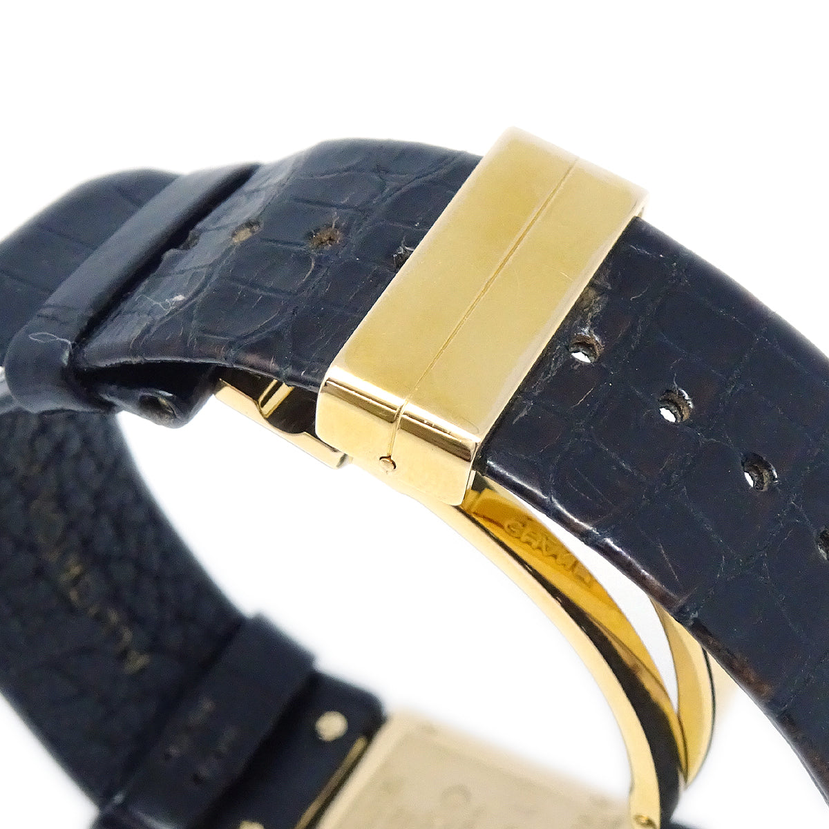 Chanel Matelasse Watch 18KYG Black Crocodile