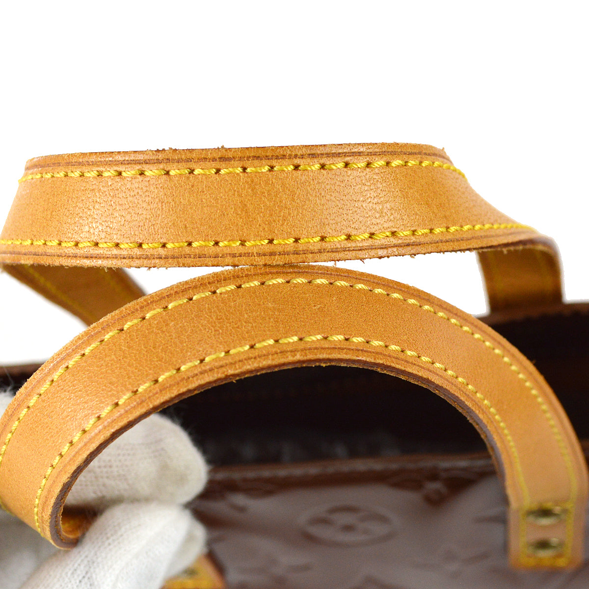 Louis Vuitton 2001 Bronze Vernis Reade PM Tote Handbag M91146