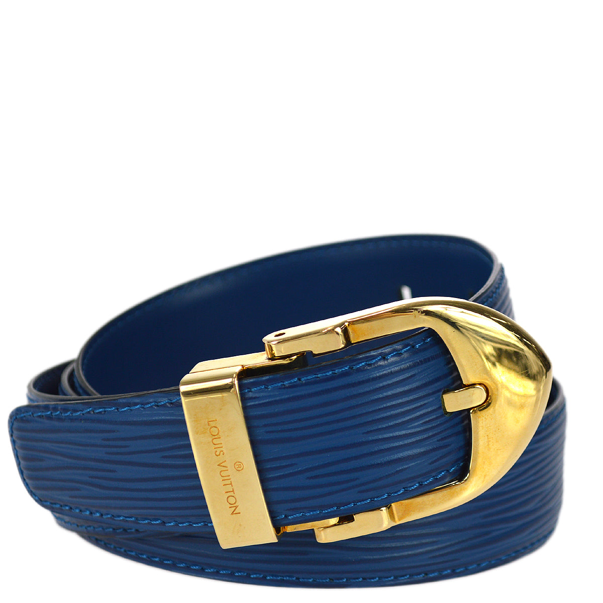 Louis Vuitton 1997 Blue Epi Ceinture Classic Buckle Belt #110/44
