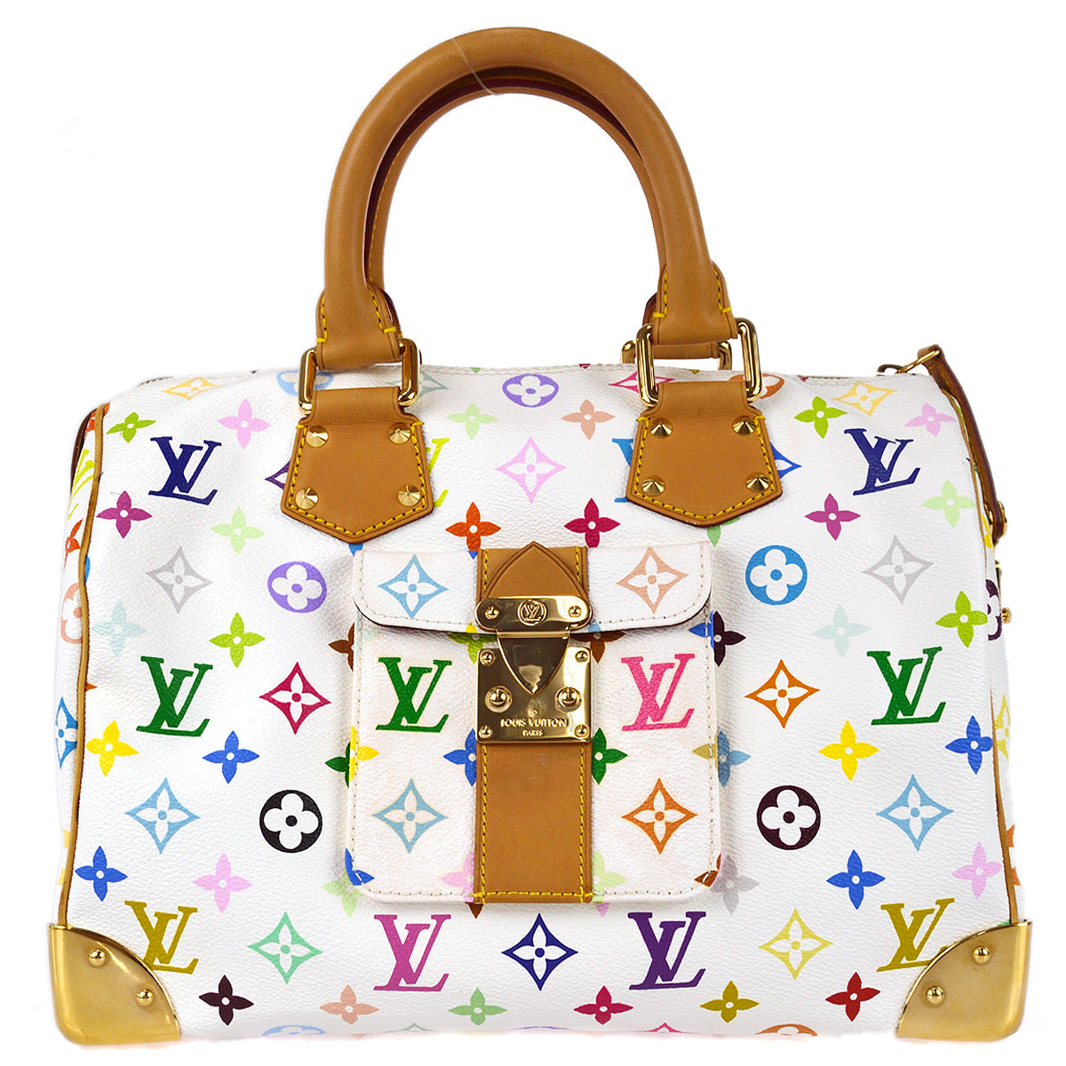 Louis Vuitton 2003 White Monogram Multicolor Speedy 30 M92643