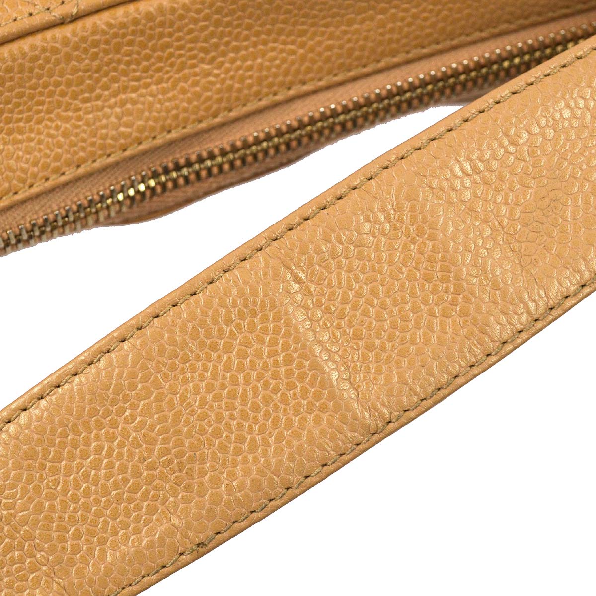 Chanel 2004-2005 Beige Caviar Skin Hobo Shoulder Bag