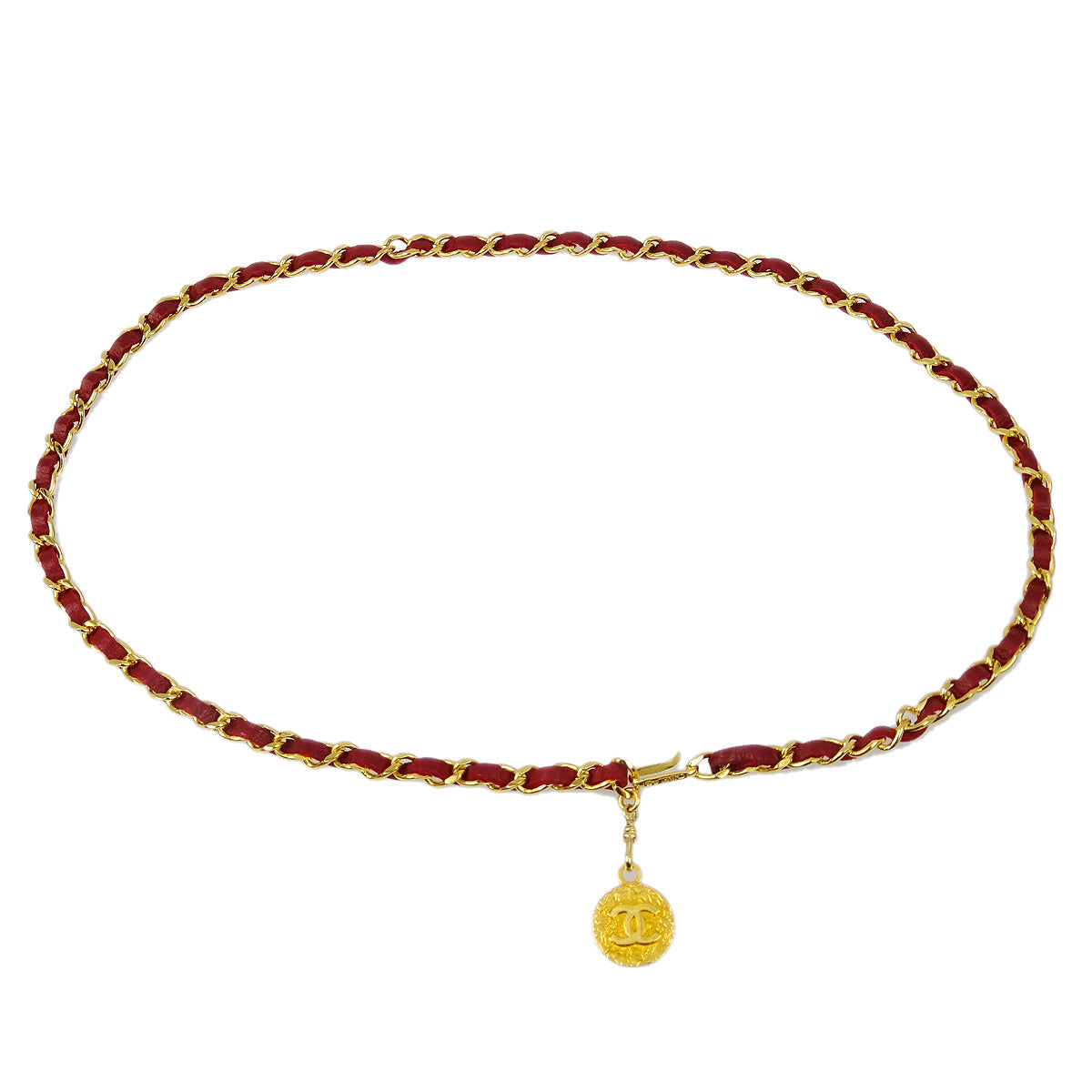 Chanel 1982 Medallion Gold & Red Chain Belt