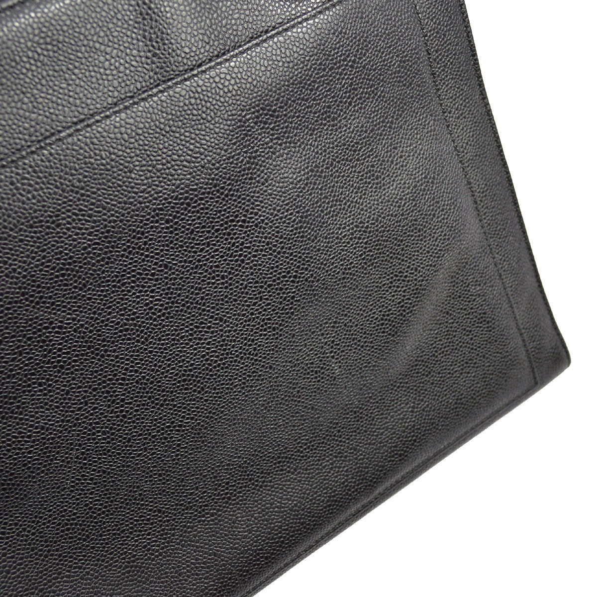 Chanel 1997-1999 Black Caviar Skin Zipper Top Tote 35