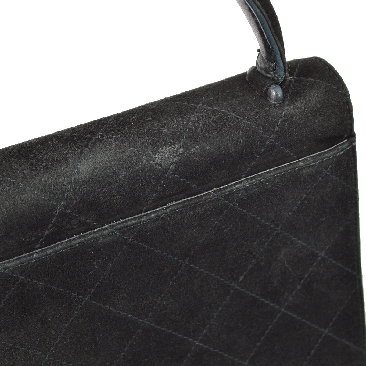 Chanel 1997-1999 Black Suede Mademoiselle Lock Handbag