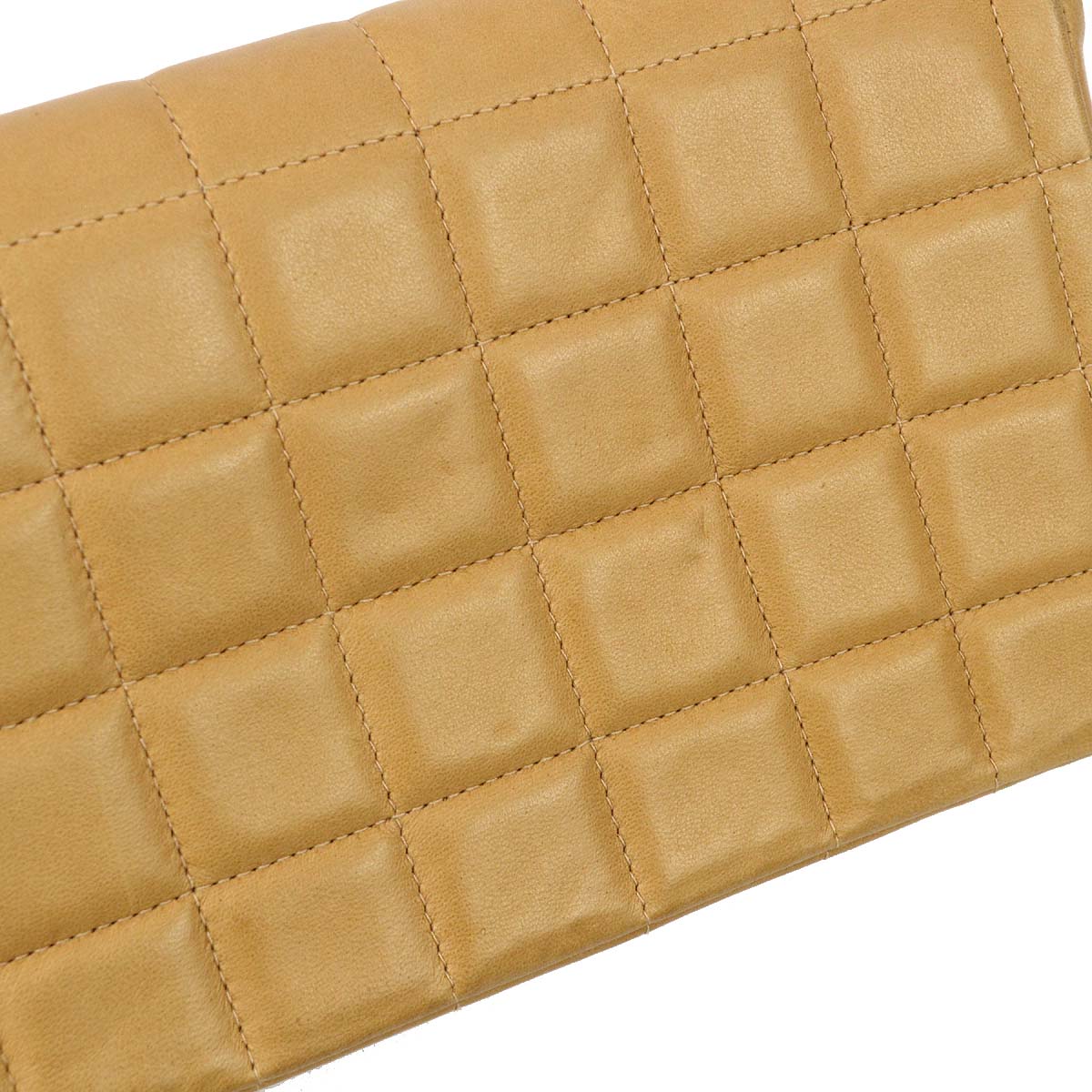 Chanel 2000-2001 Beige Lambskin East West Choco Bar Chain Shoulder Bag