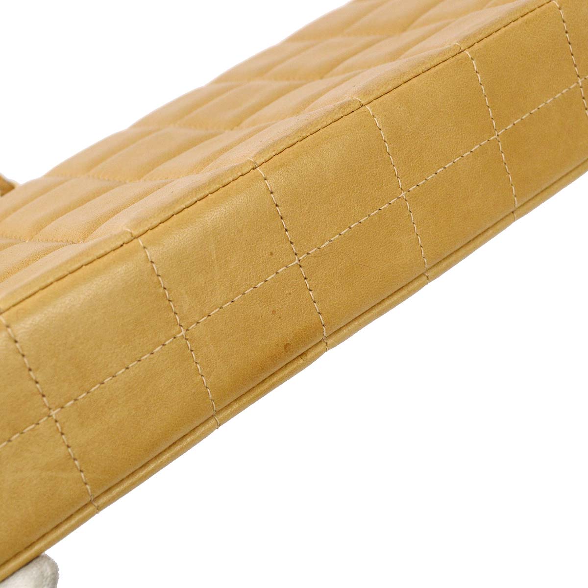Chanel 2000-2001 Beige Lambskin East West Choco Bar Chain Shoulder Bag