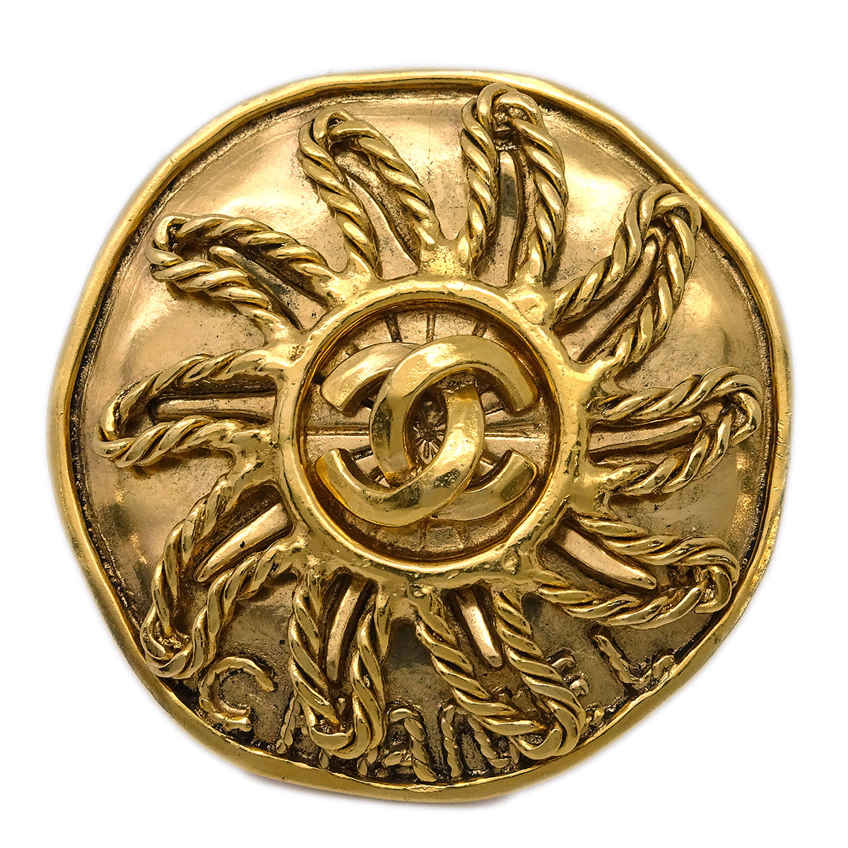 Chanel Medallion Brooch Pin Gold 94A