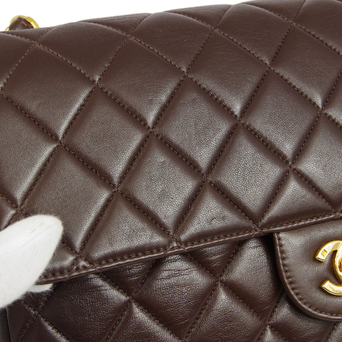 Chanel * 1996-1997 Brown Lambskin Jumbo Classic Flap Bag