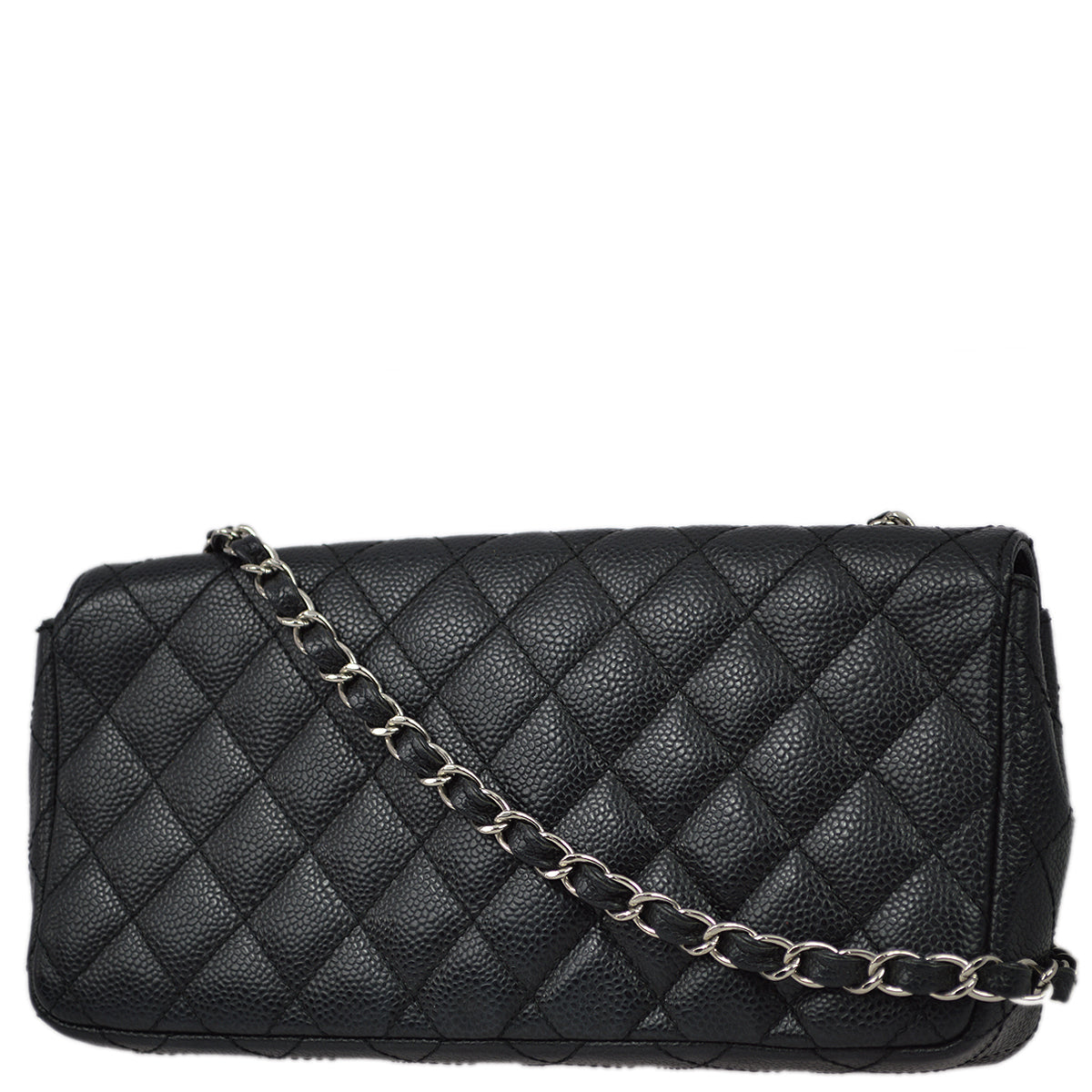 Chanel 2005-2006 Black Caviar Skin East West Flap Bag SHW