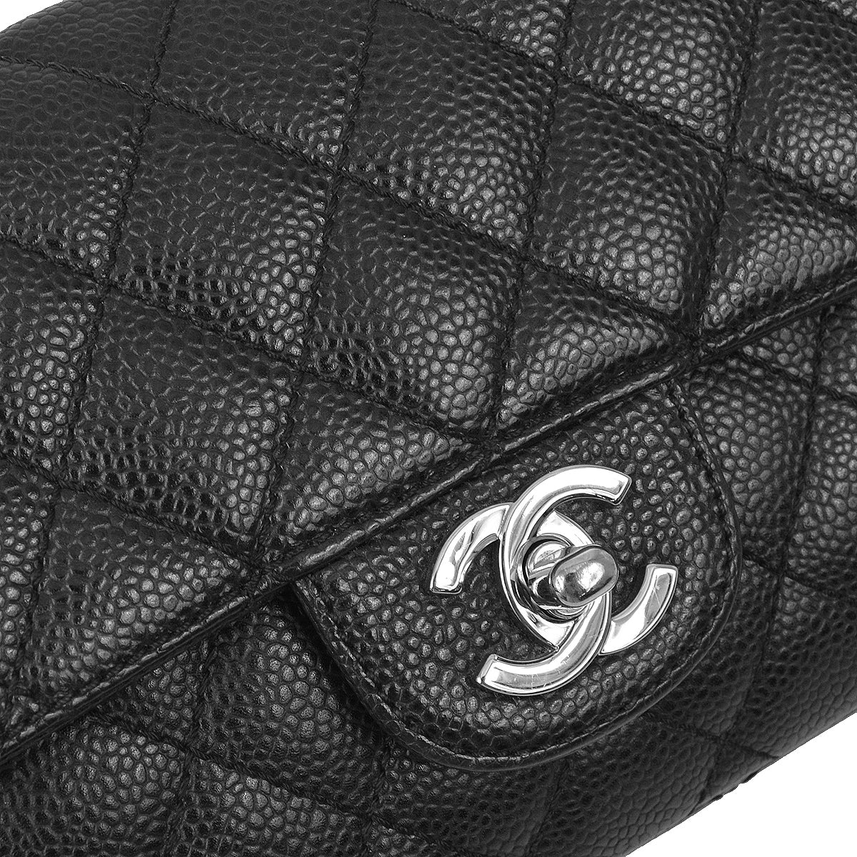 Chanel 2005-2006 Black Caviar Skin East West Flap Bag SHW