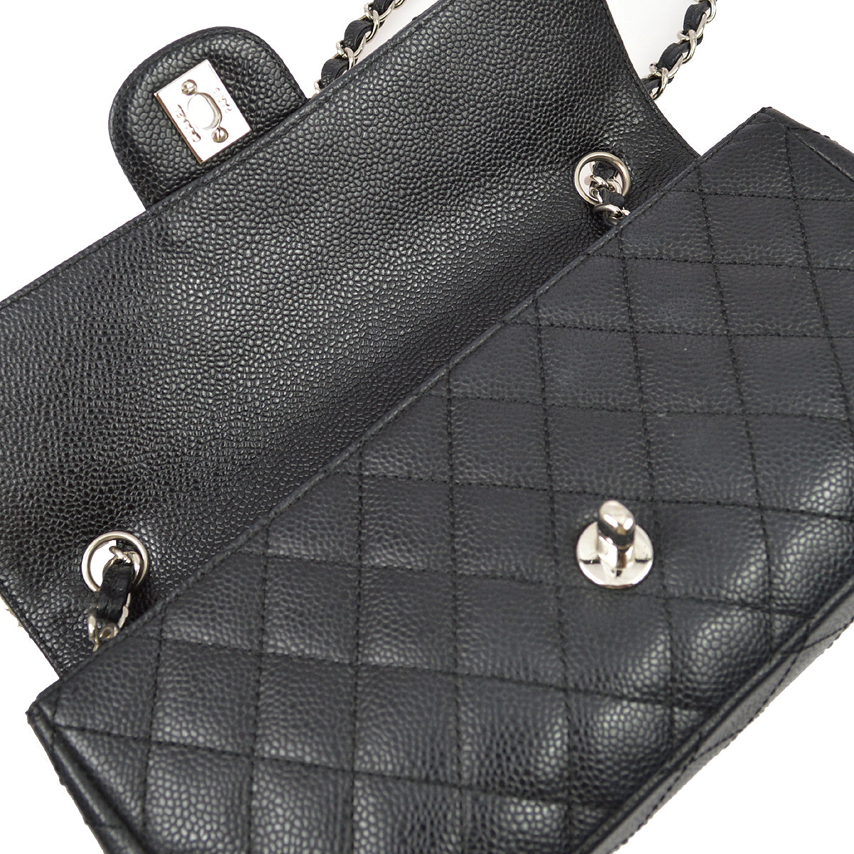 Chanel 2005-2006 Black Caviar Skin East West Flap Bag SHW