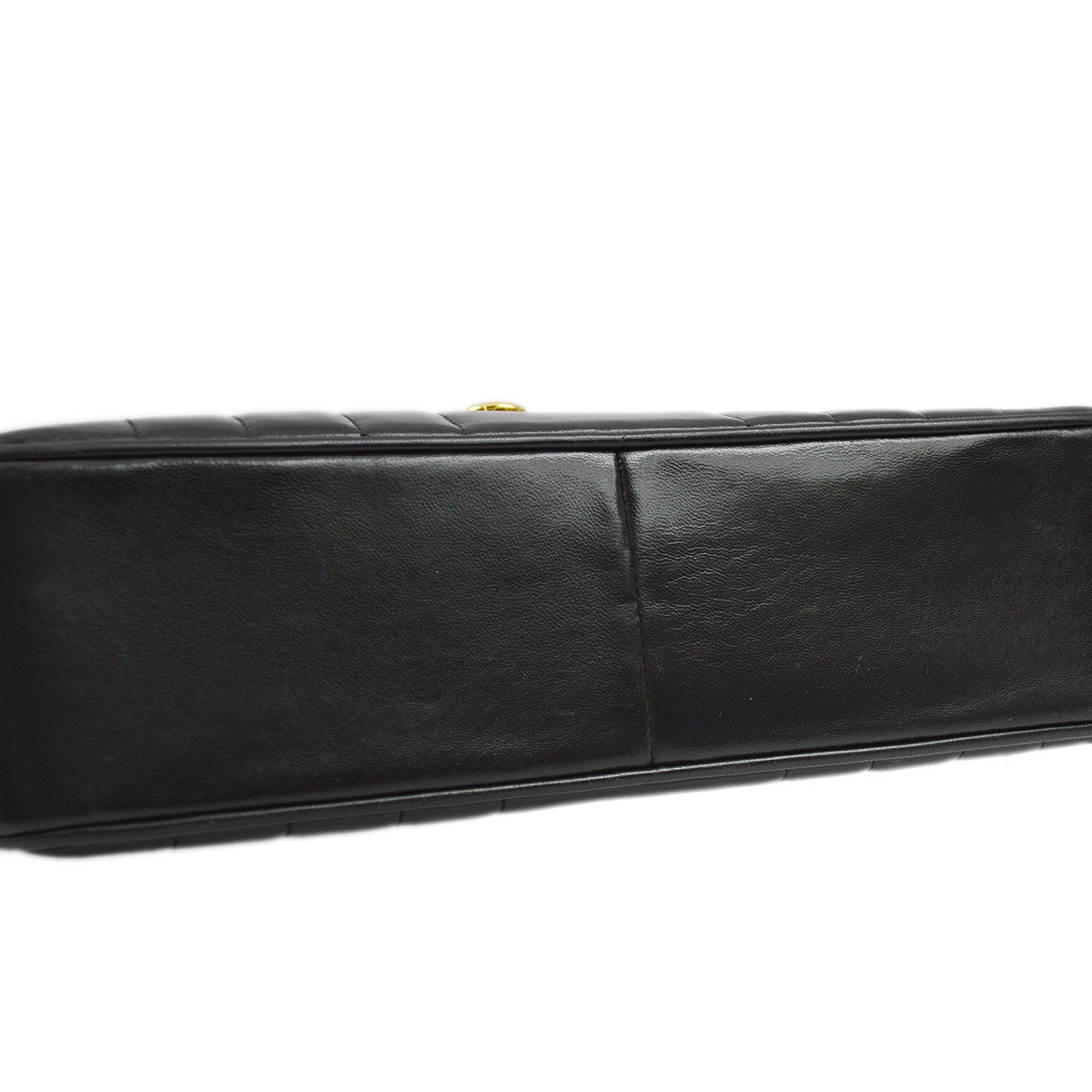 Chanel 1994-1996 Black Lambskin Jumbo Vertical Stitch Classic Flap Bag