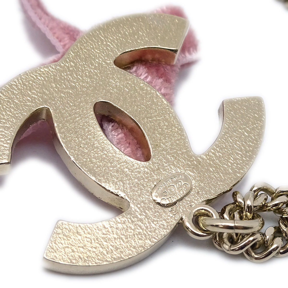 Chanel Bow Gold Chain Necklace Pendant 07C