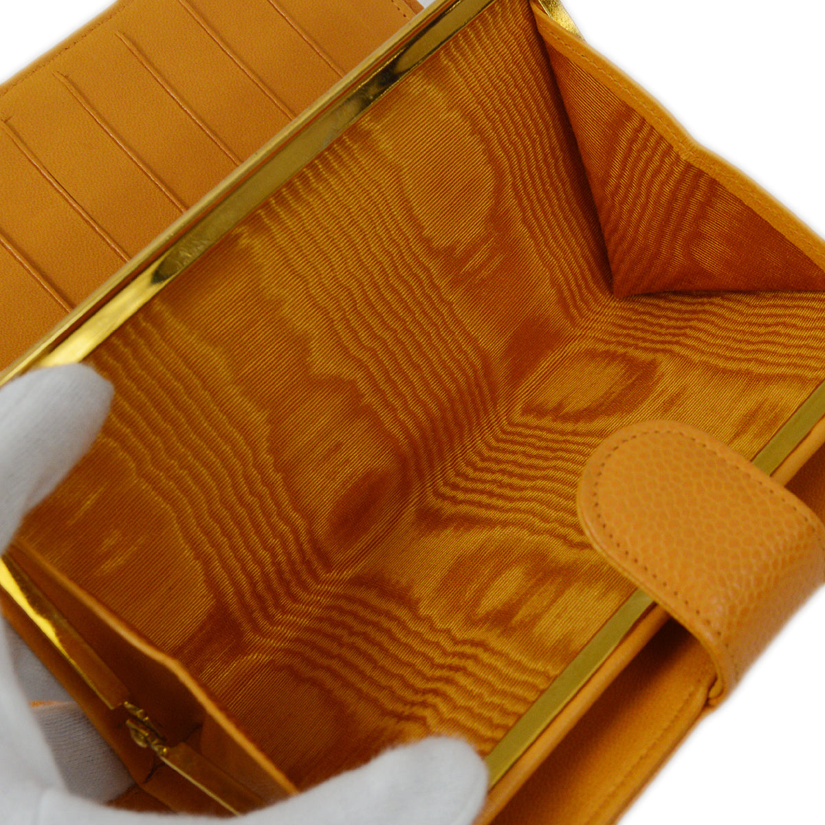 Chanel 1997-1999 Orange Caviar Timeless Long Wallet