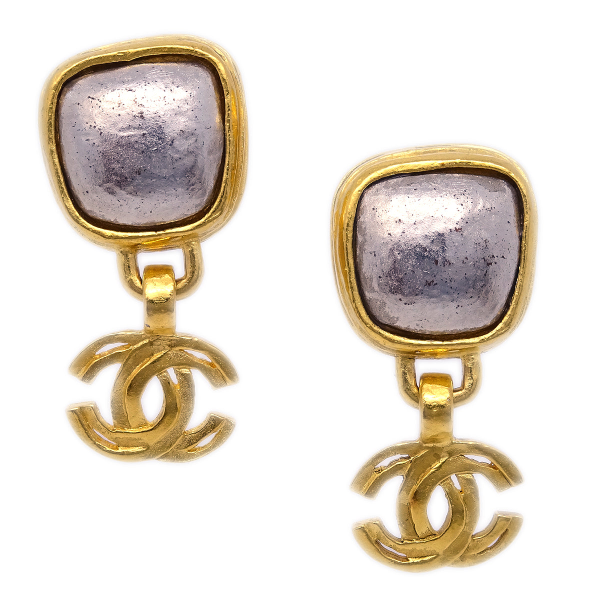 Chanel Dangle Earrings Gold Clip-On 97A