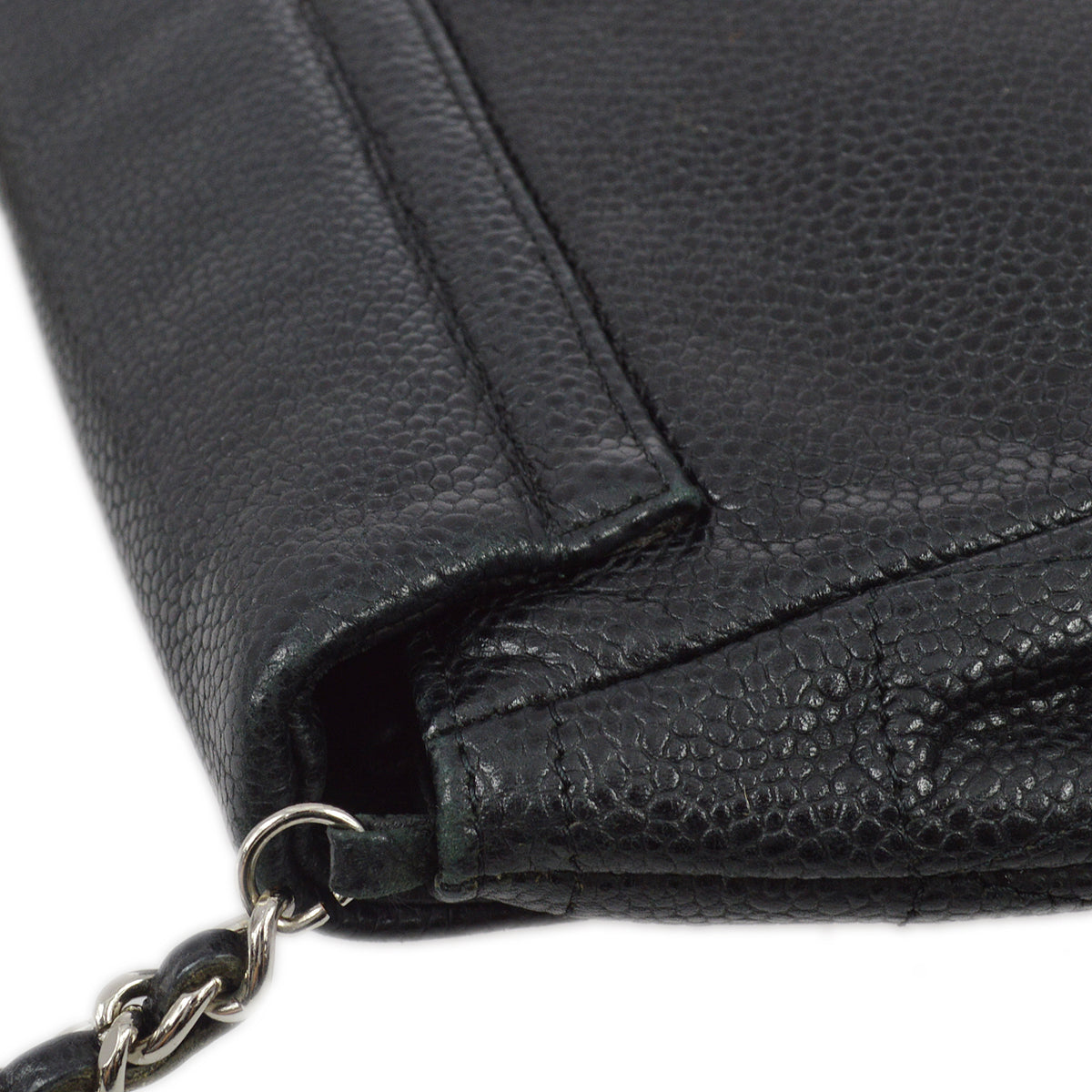 Chanel 2009-2010 Black Caviar WOC Chain Shoulder Wallet Bag