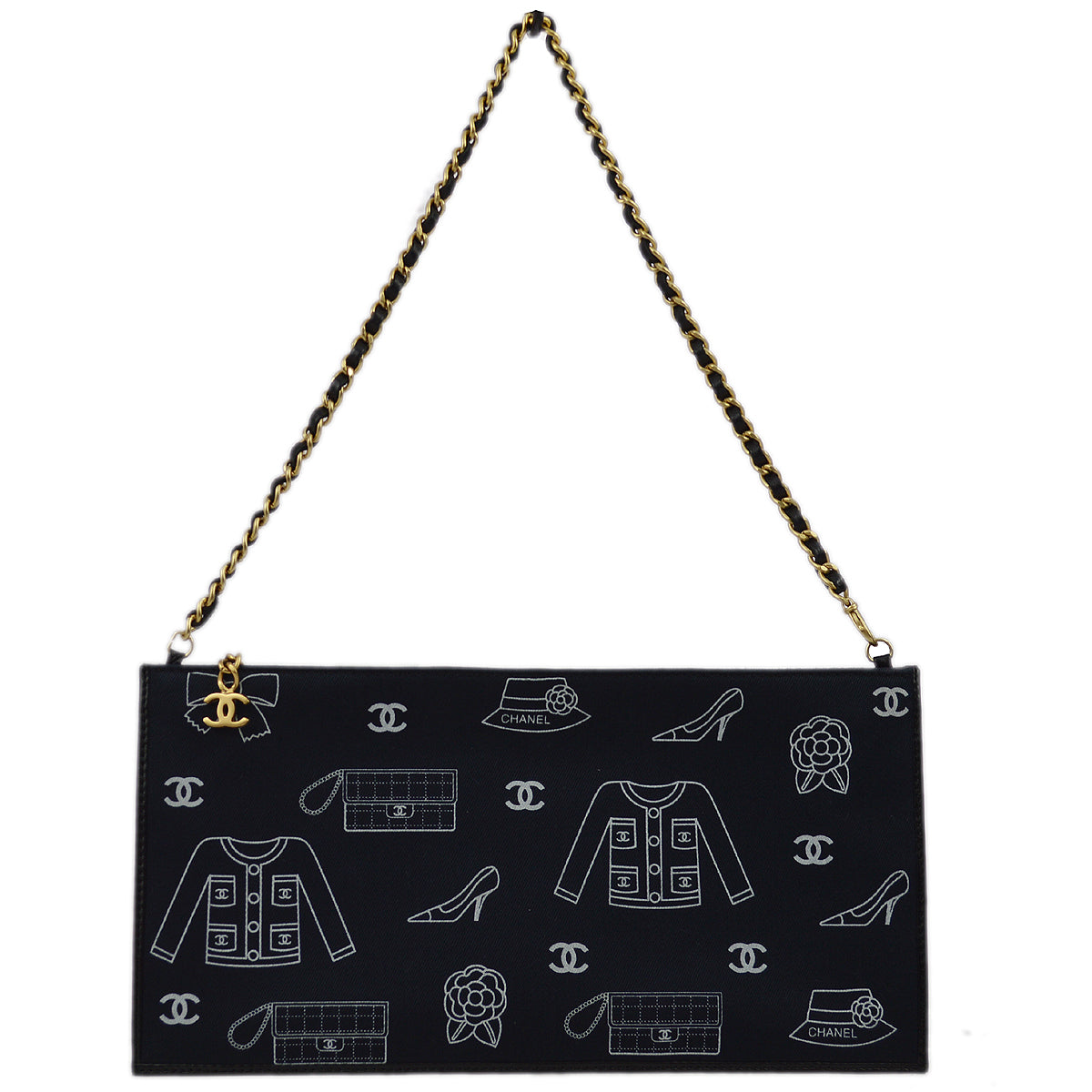 Chanel Fall 2002 Black Canvas Icon Chain Handbag