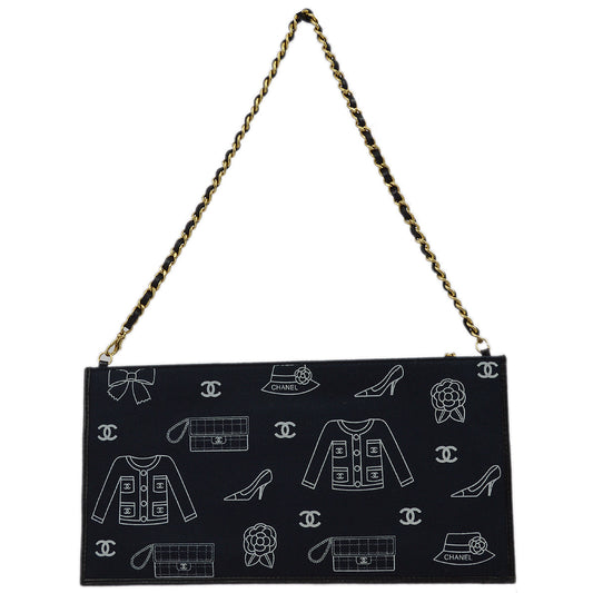 Chanel Fall 2002 Black Canvas Icon Chain Handbag