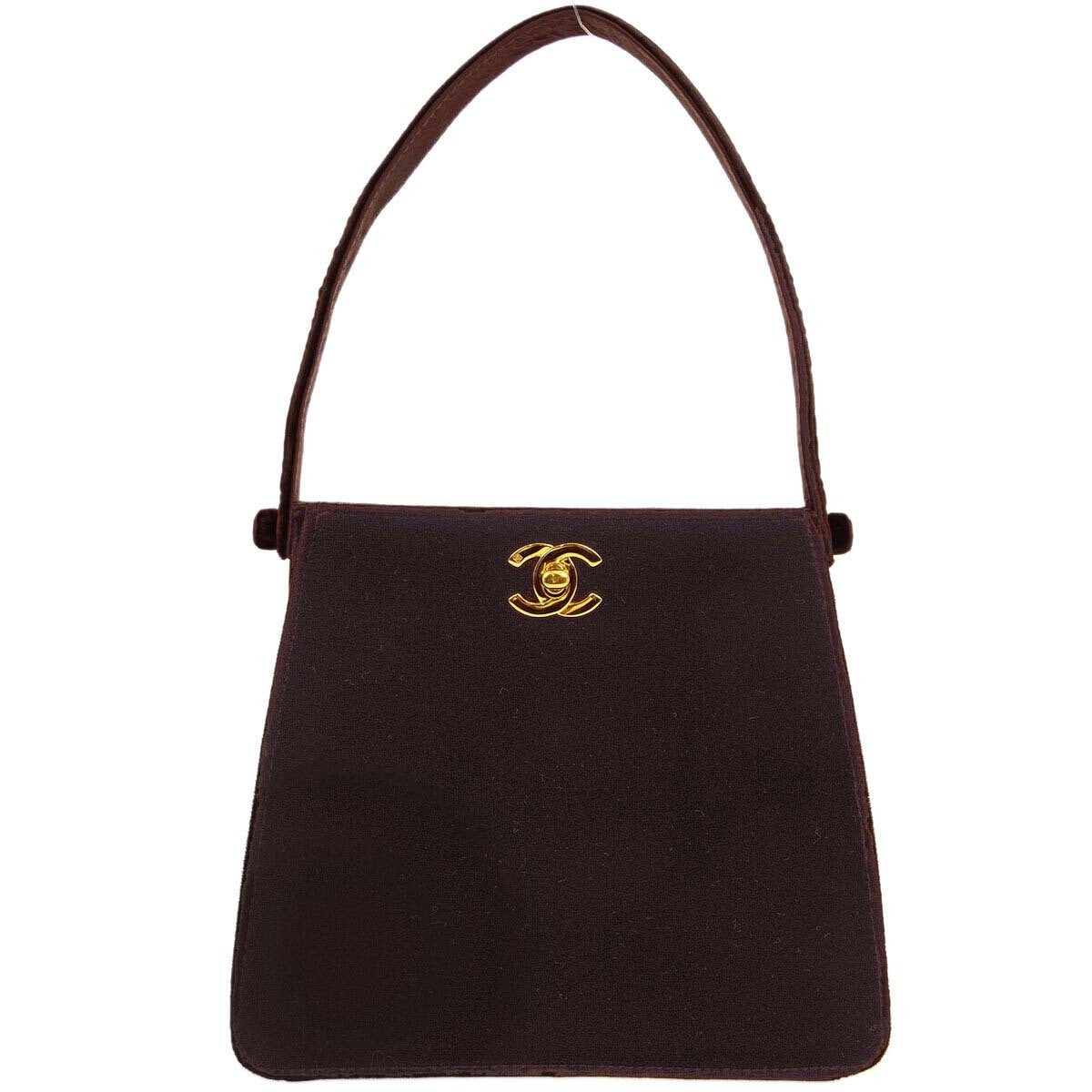 Chanel * 1997-1999 Dark Brown Velvet Double Sided Turnlock Handbag