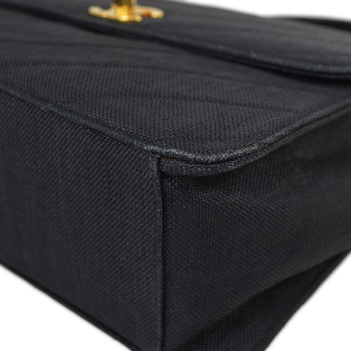 Chanel 1991-1994 Black Linen Chain 2way Handbag