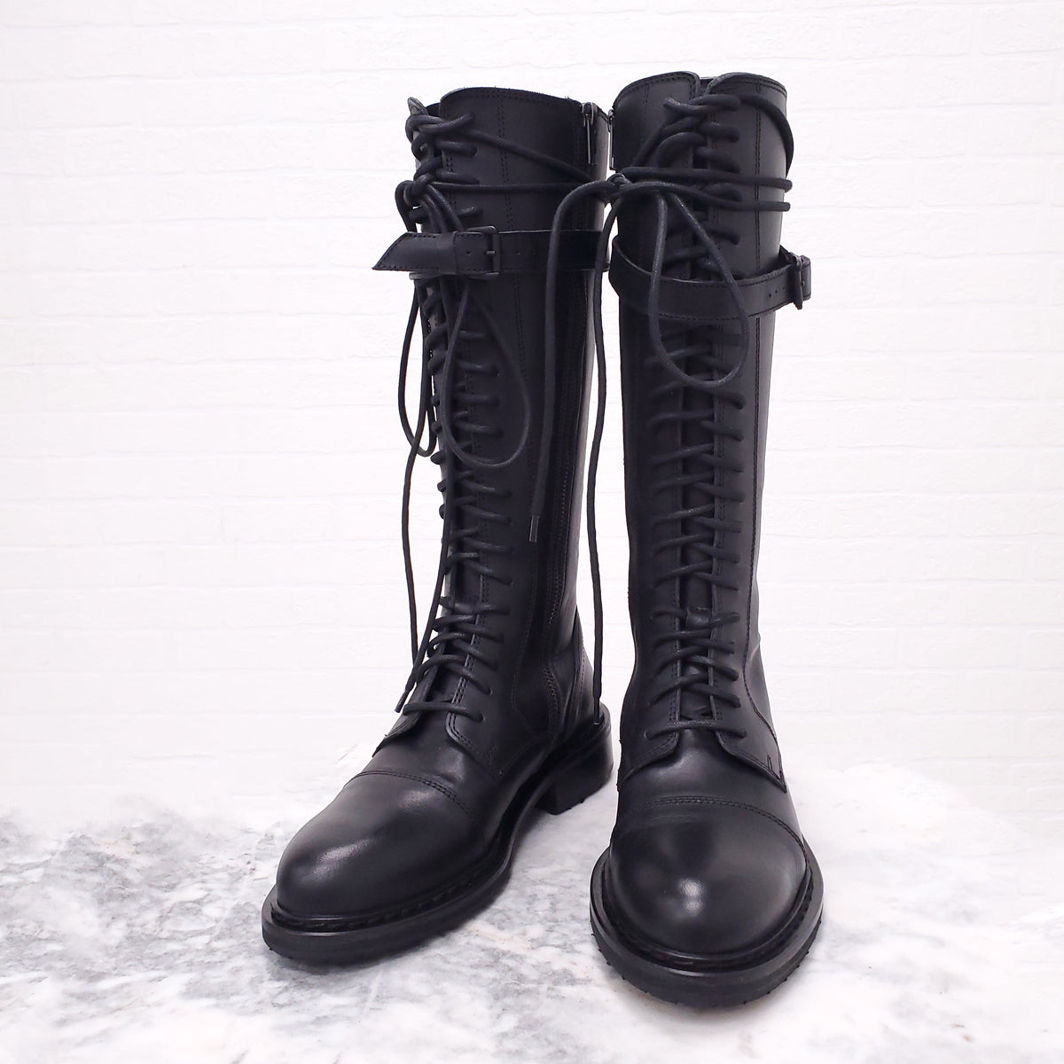 ANN DEMEULEMEESTER BLACK SANTIAGO LACE UP BOOTS - SIZE 36 ($2800)