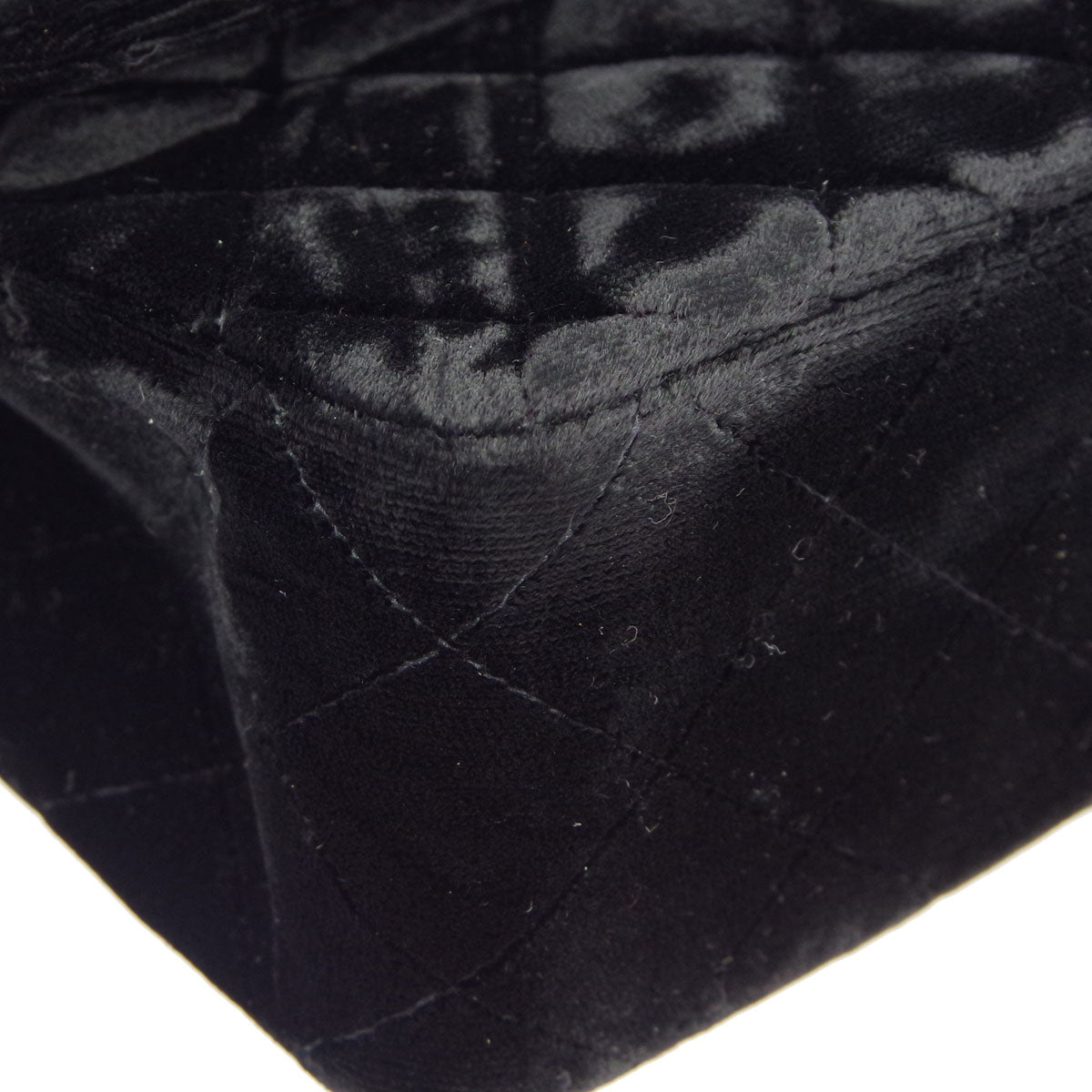 Chanel * 1991-1994 Black Velvet Medium Classic Flap Handbag