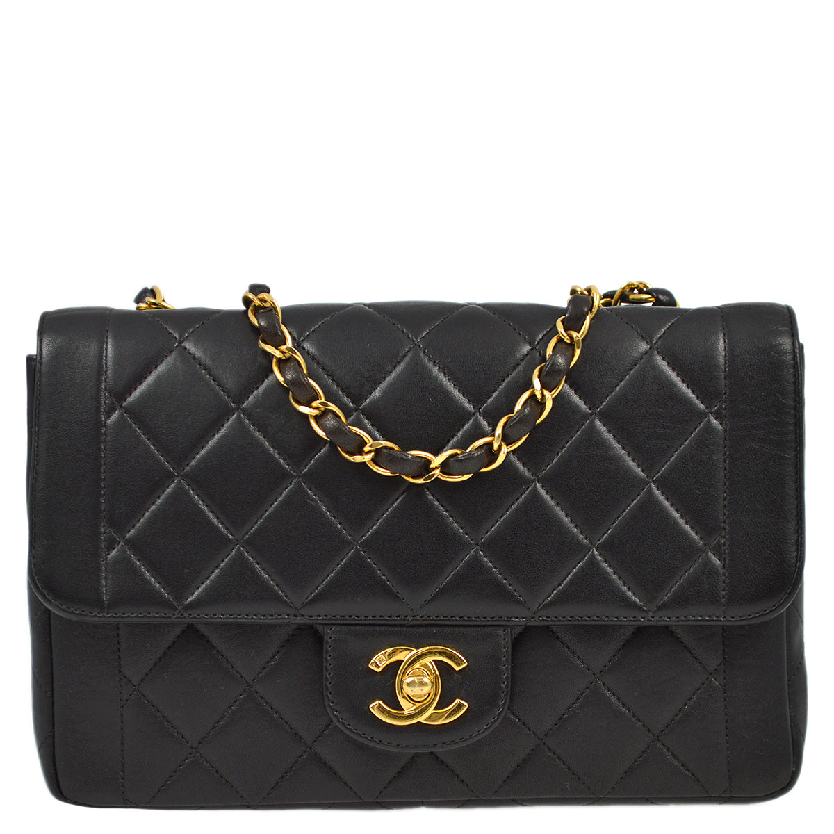 Chanel 1996-1997 Black Lambskin Small Border Flap Bag