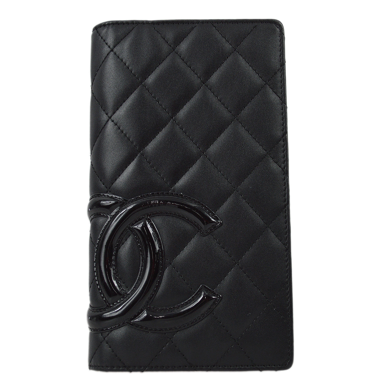 Chanel 1989-1991 Black Calfskin Cambon Ligne Long Wallet