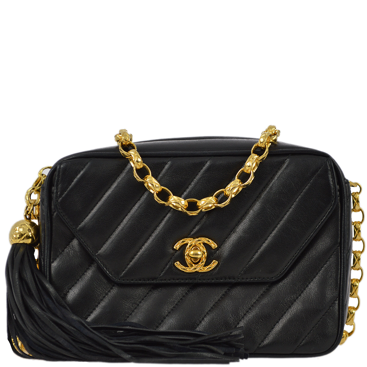 Chanel 1991-1994 Black Lambskin Camera Bag Mini