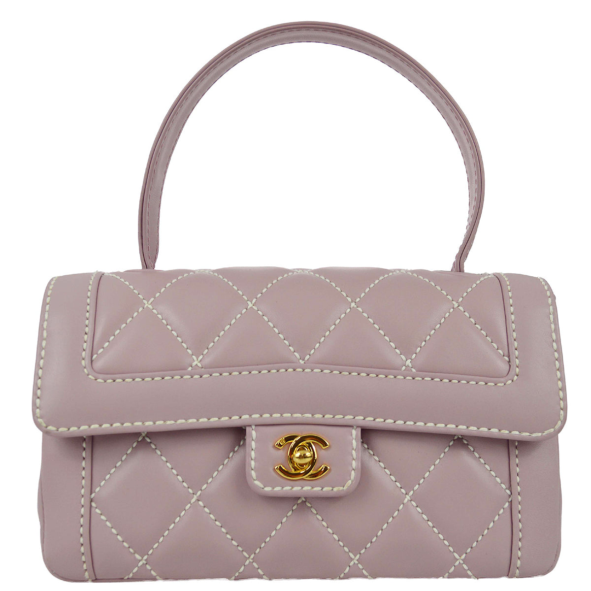 Chanel 2004-2005 Purple Calfskin Wild Stitch Handbag
