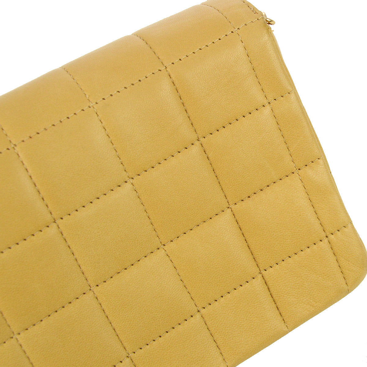 Chanel 2004-2005 Beige Lambskin East West Choco Bar Chain Shoulder Bag