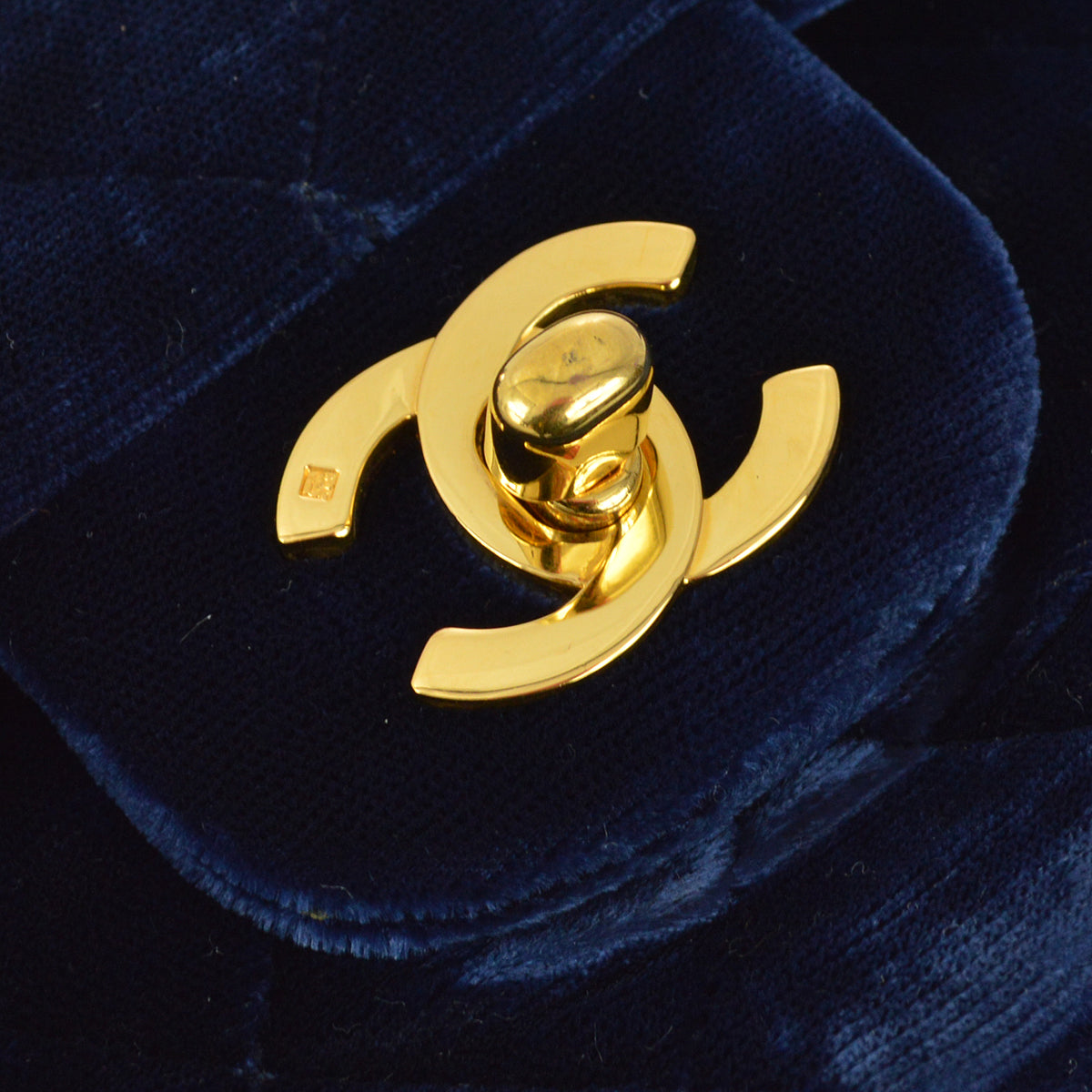 Chanel 1989-1991 Blue Velvet Medium Classic Double Flap Shoulder Bag