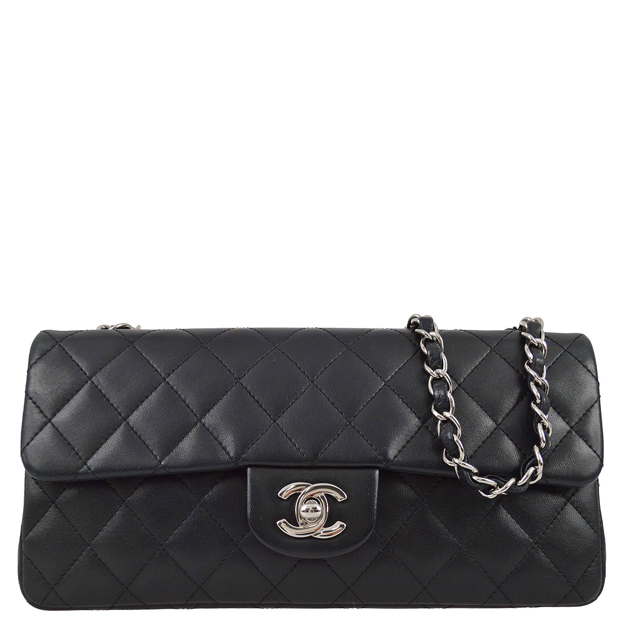 Chanel 2005-2006 Black Lambskin East West Shoulder Bag
