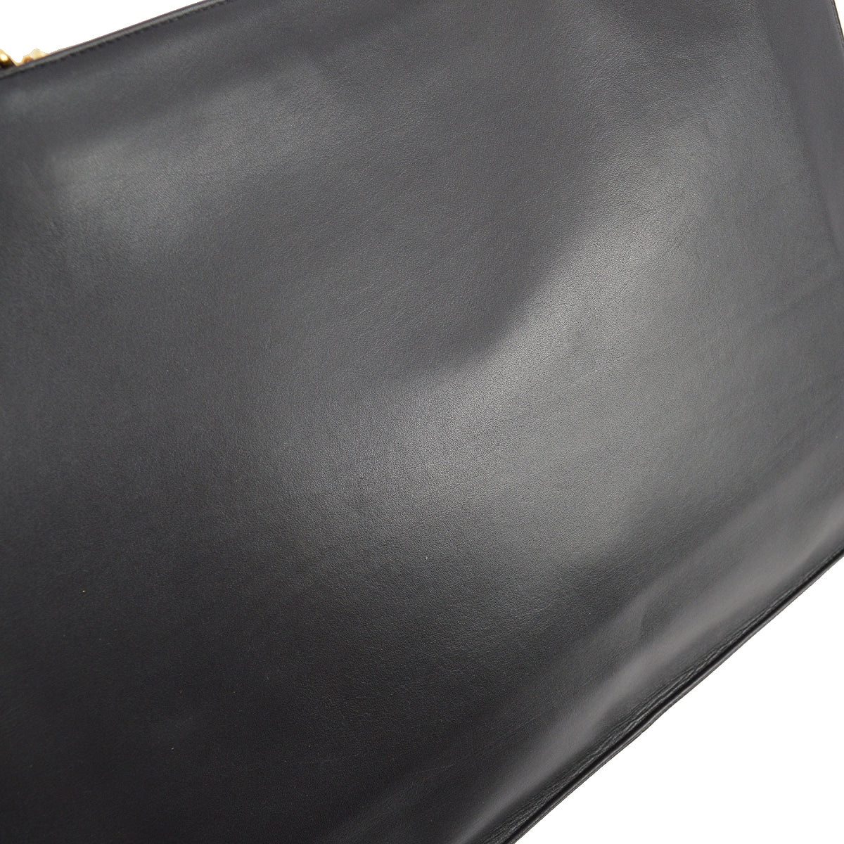 Chanel 1994-1996 Black Lambskin Chain Tote Shoulder Bag