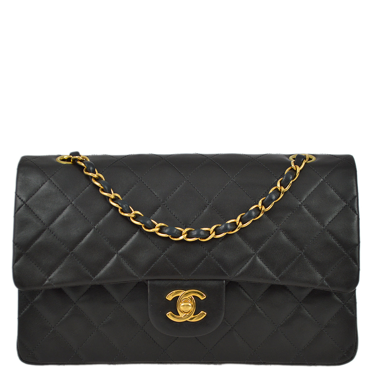 Chanel 1997-1999 Black Lambskin Medium Classic Double Flap Bag