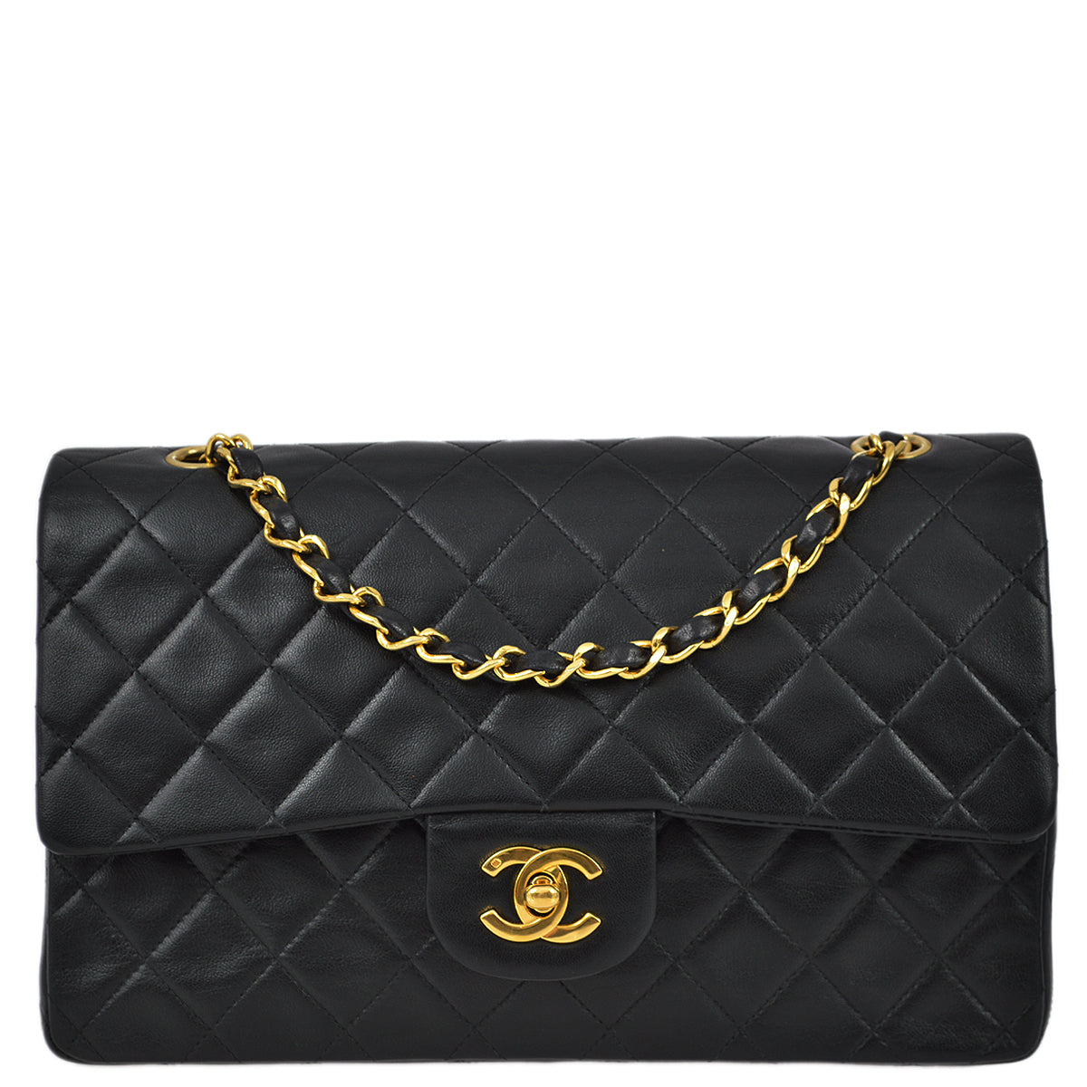 Chanel 1991-1994 Black Lambskin Medium Classic Double Flap Bag