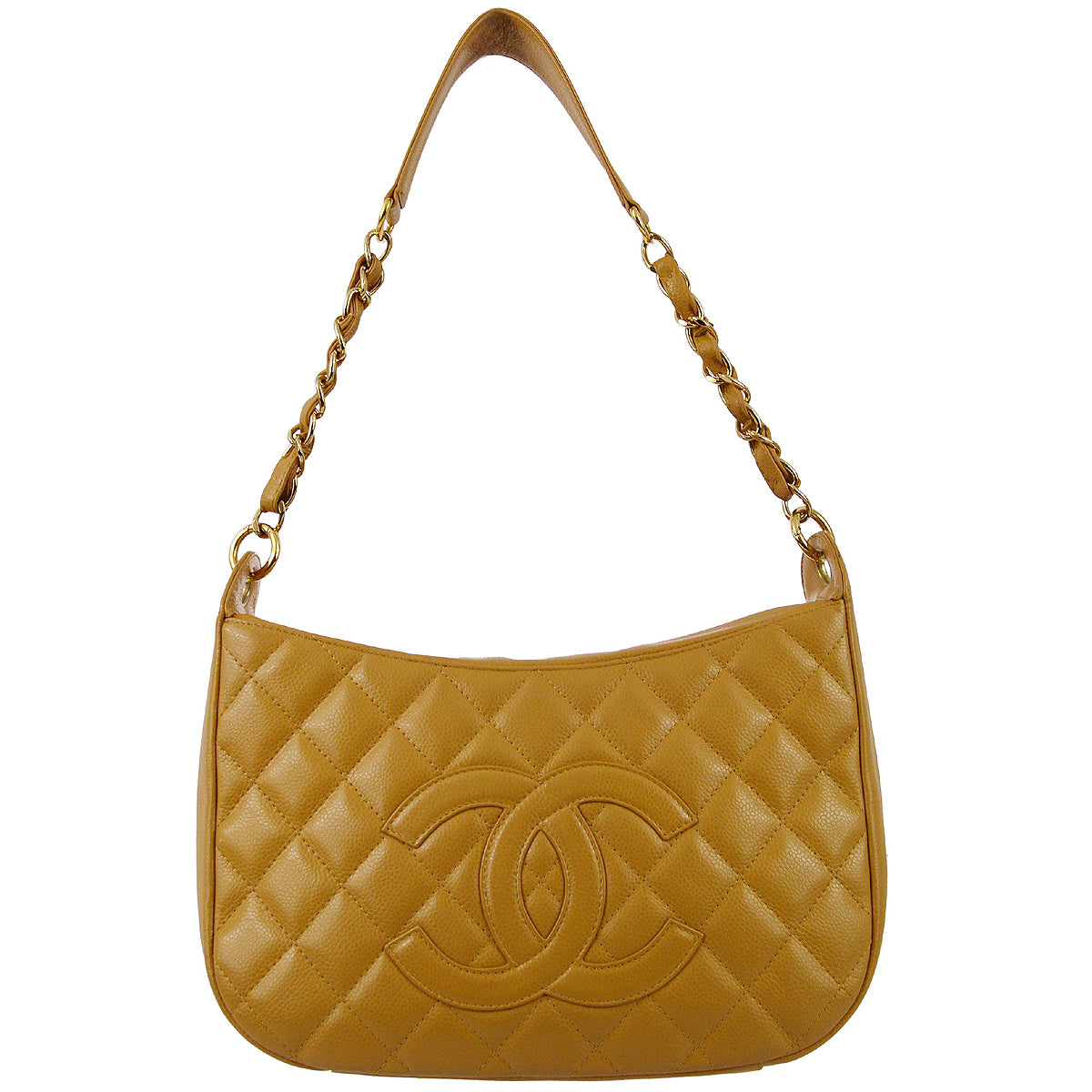 Chanel 2003-2004 Beige Caviar Hobo Bag